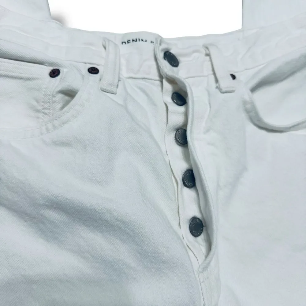 Denim Forum Joni Loose Jeans 28 White High Rise Cropped Off Duty Denim Core